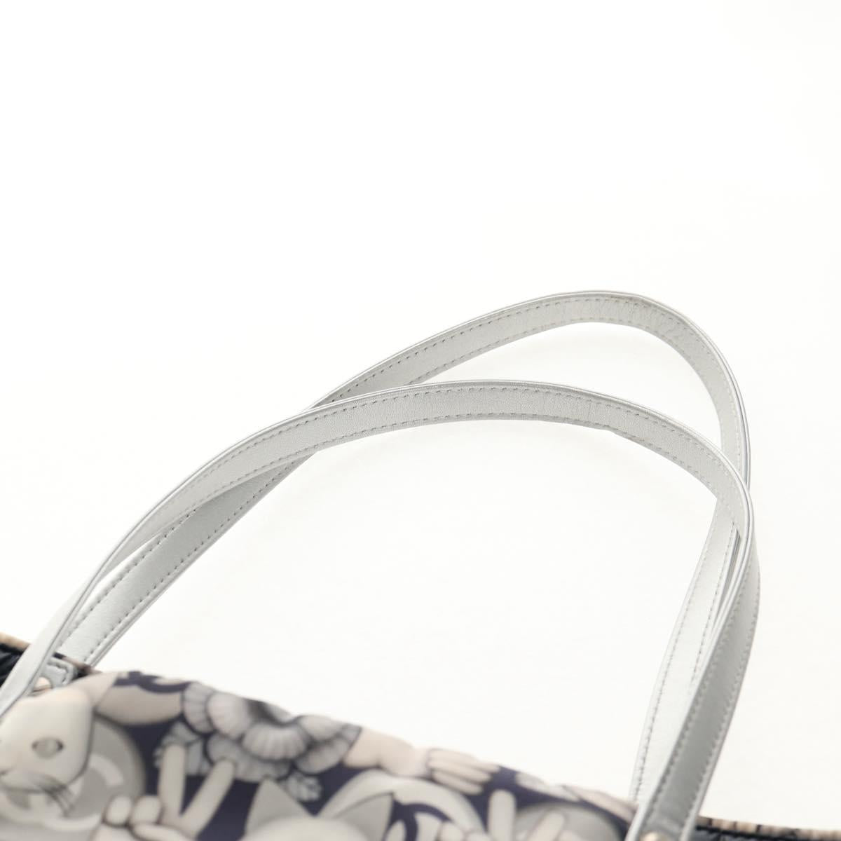 CHANEL COCO Mark Tote Bag Nylon Navy Gray CC Auth 145888A