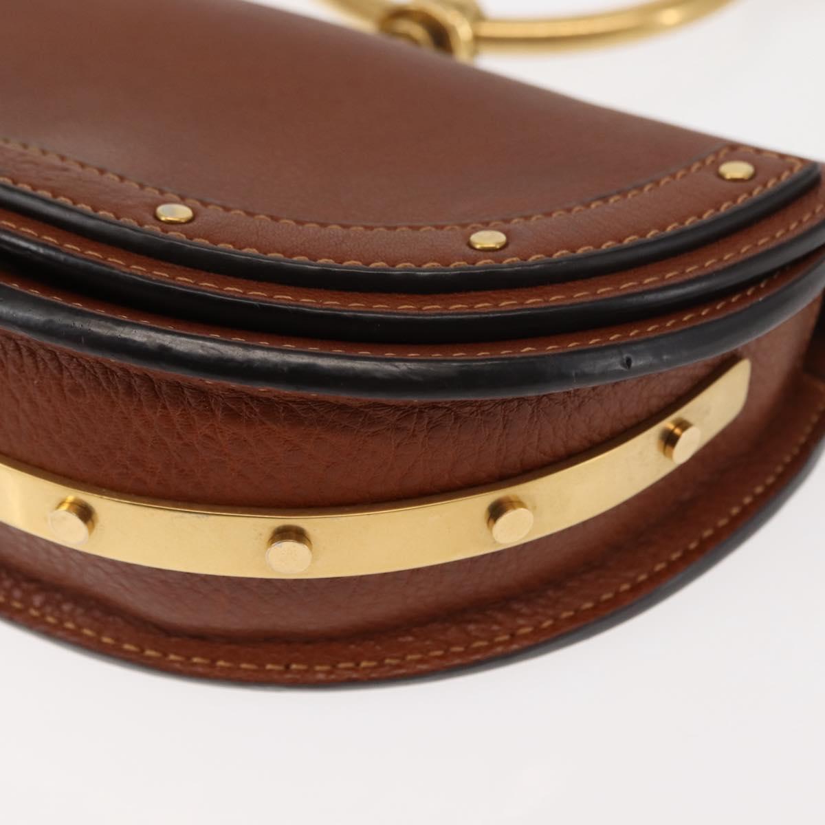 Chloe Nile Hand Bag Leather 2way Brown Gold Auth 145889
