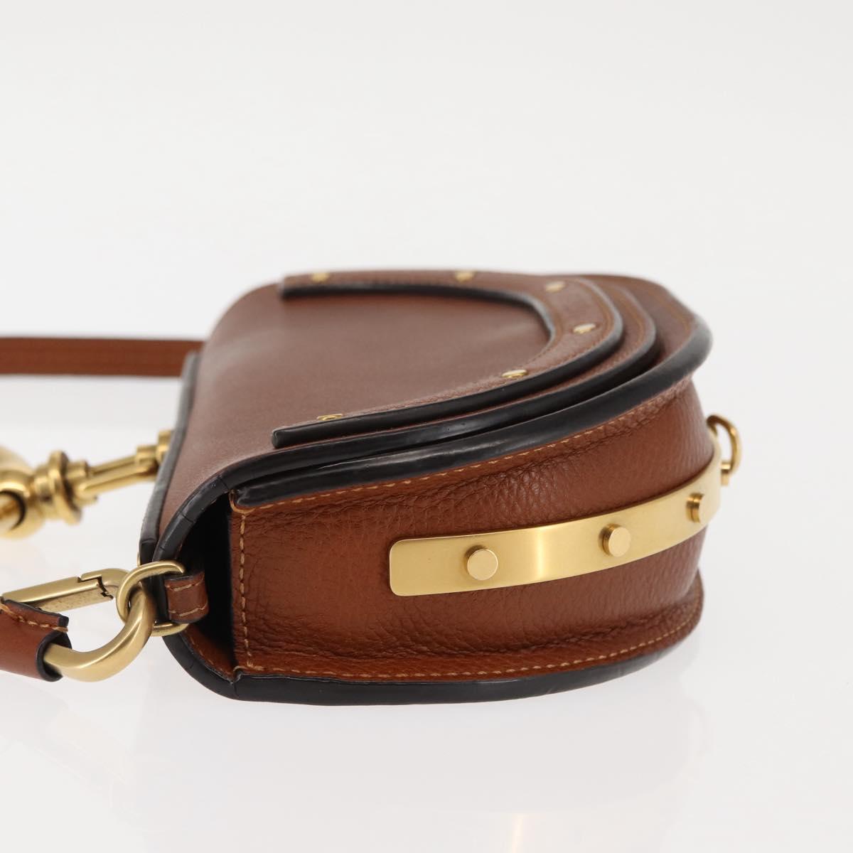 Chloe Nile Hand Bag Leather 2way Brown Gold Auth 145889