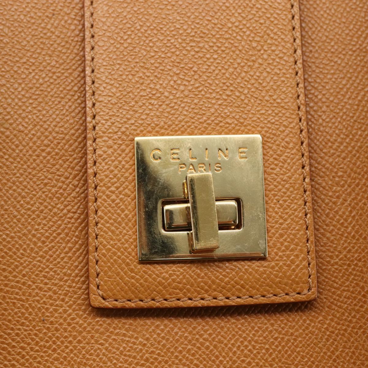 CELINE Shoulder Bag Leather Beige Gold Auth 145908