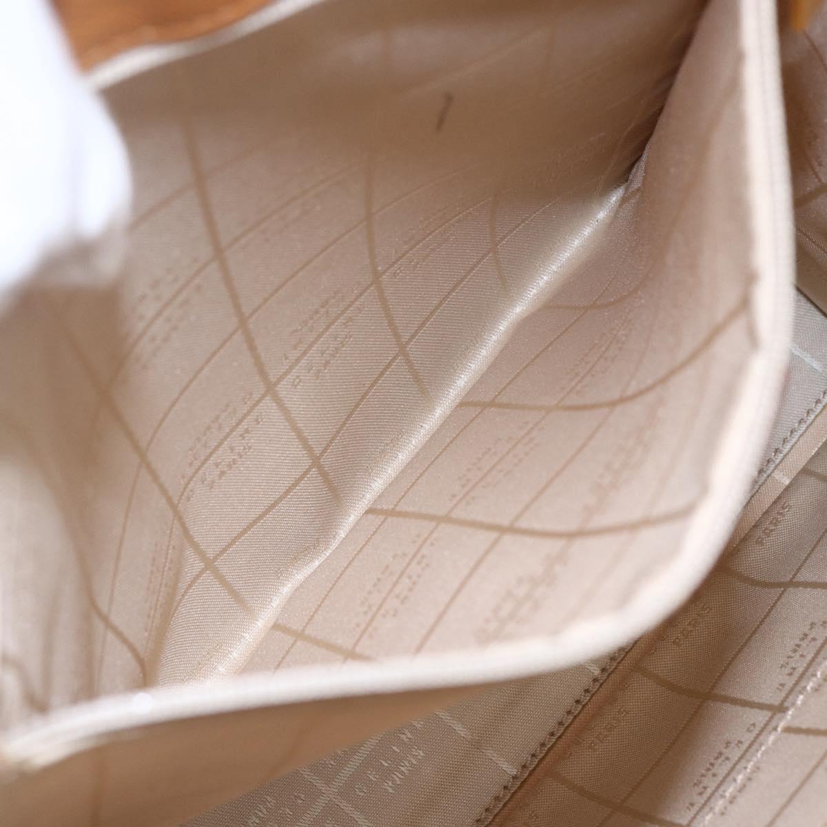 CELINE Shoulder Bag Leather Beige Gold Auth 145908