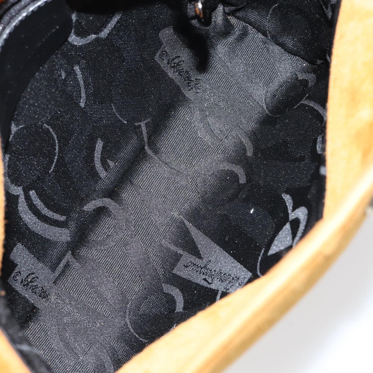 Salvatore Ferragamo Gancini Shoulder Bag Suede Beige Silver Auth 145909