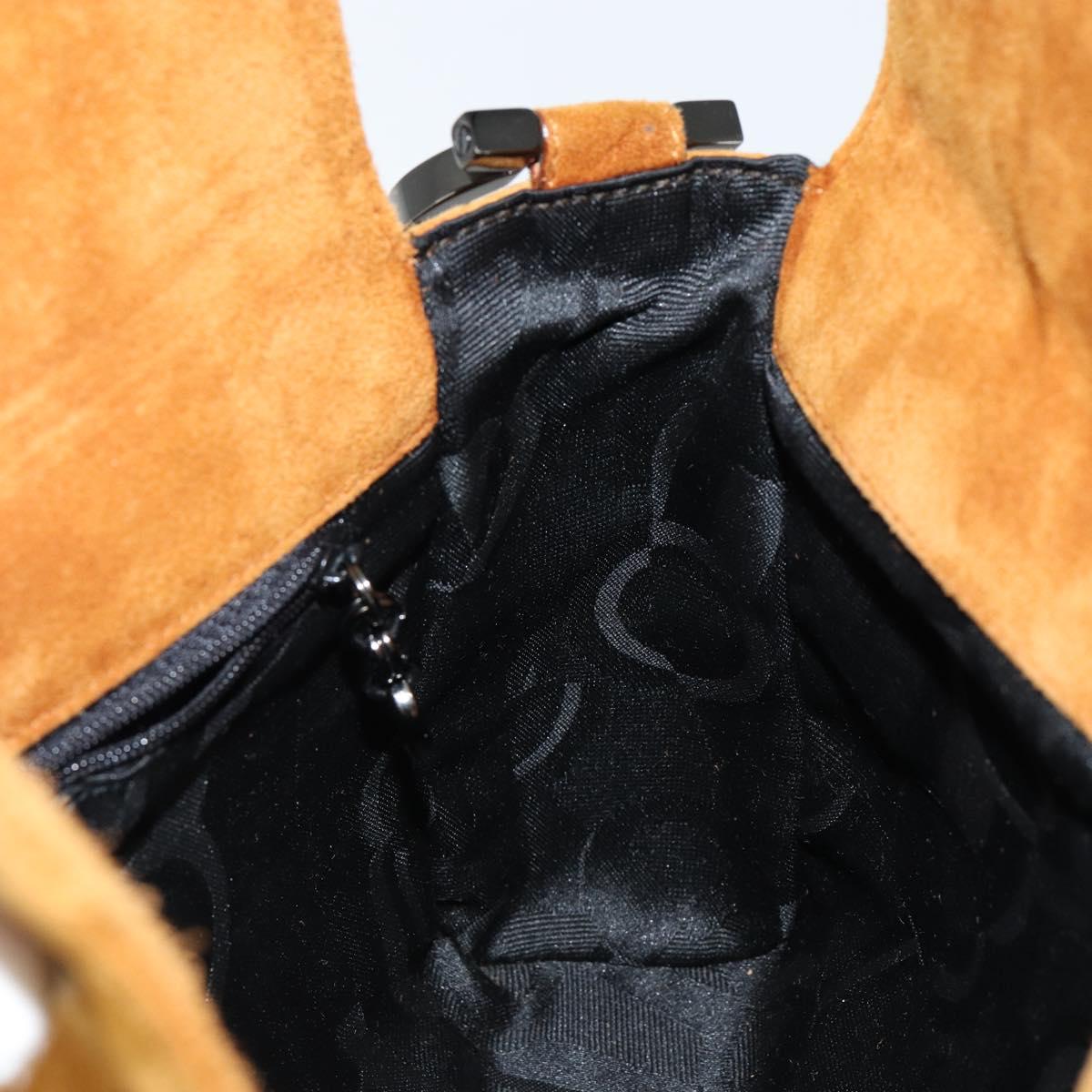 Salvatore Ferragamo Gancini Shoulder Bag Suede Beige Silver Auth 145909