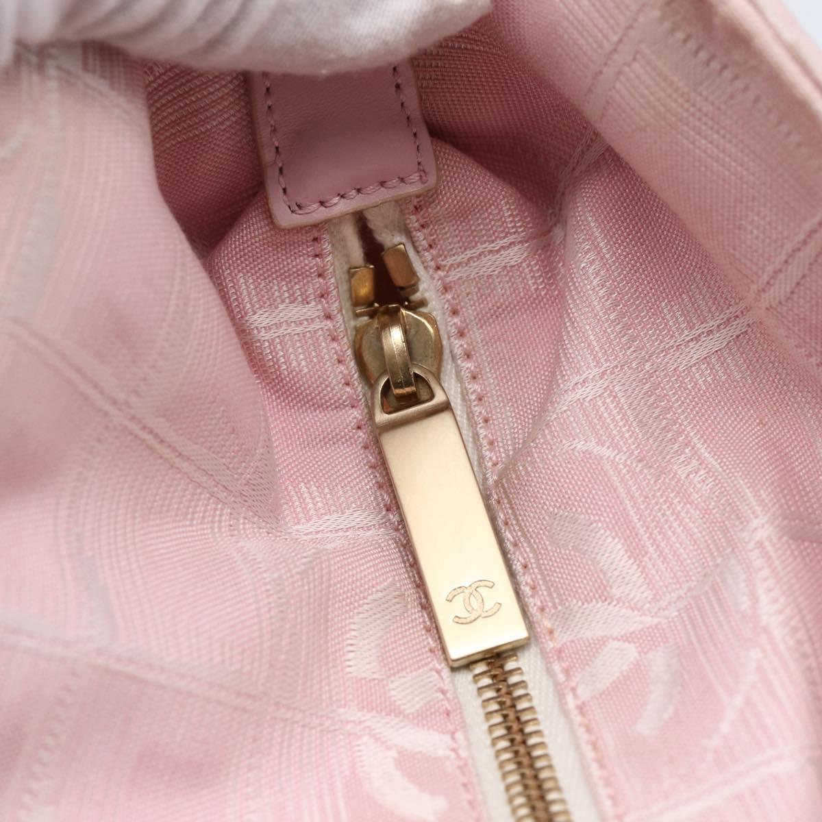 CHANEL New Travel line Tote Bag Nylon Pink Gold CC Auth 145910