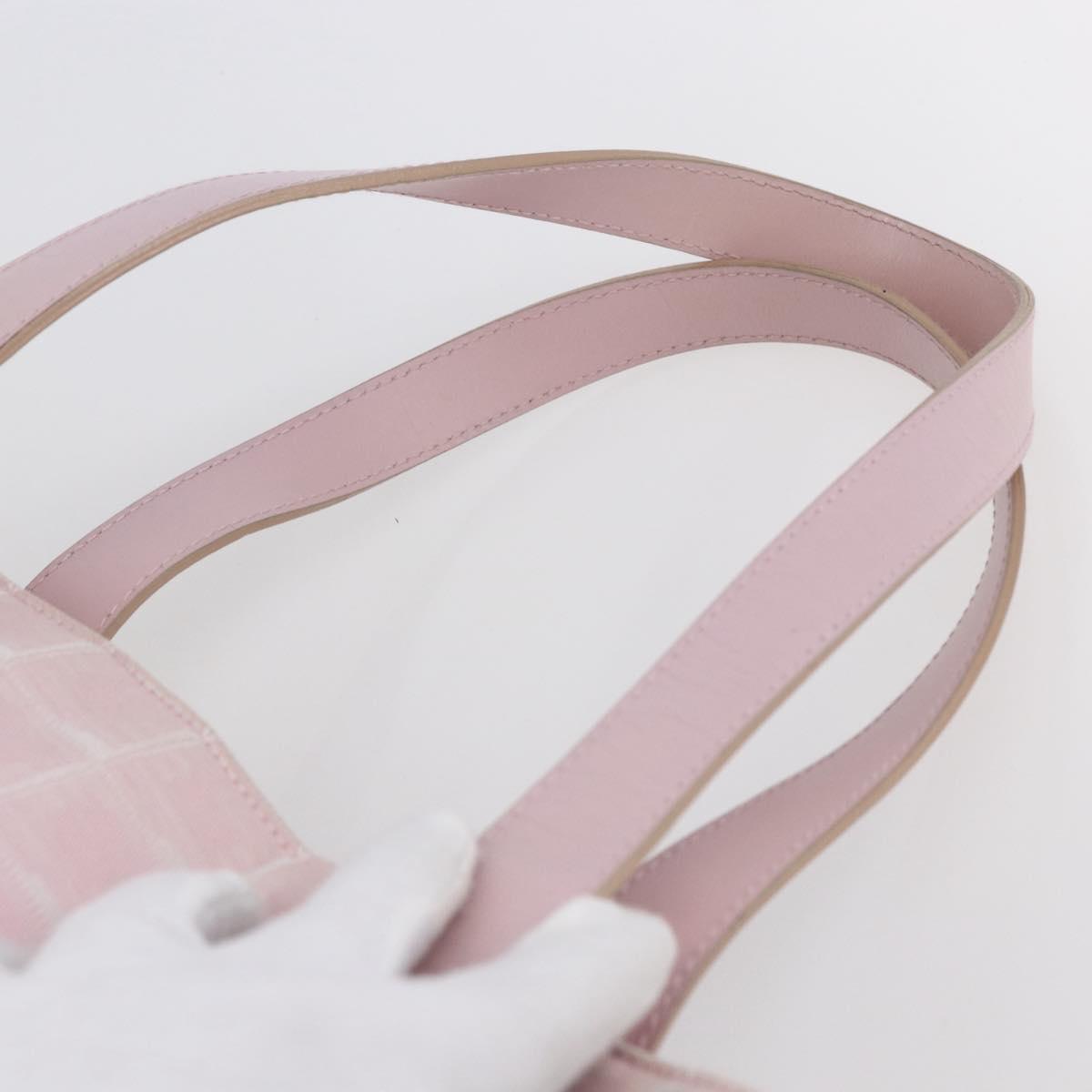 CHANEL New Travel line Tote Bag Nylon Pink Gold CC Auth 145910