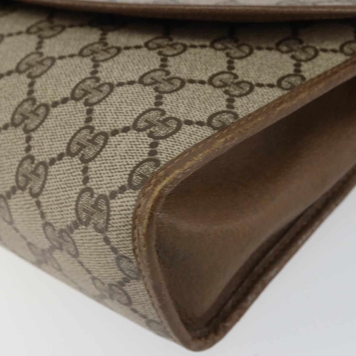 GUCCI GG Supreme Web Sherry Line Clutch Bag PVC Beige Red 89 01 031 Auth 145911