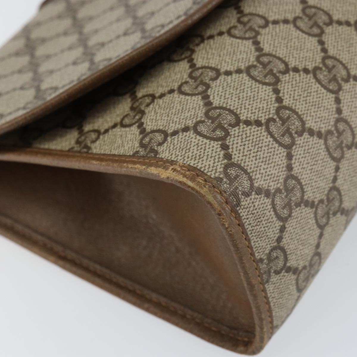 GUCCI GG Supreme Web Sherry Line Clutch Bag PVC Beige Red 89 01 031 Auth 145911