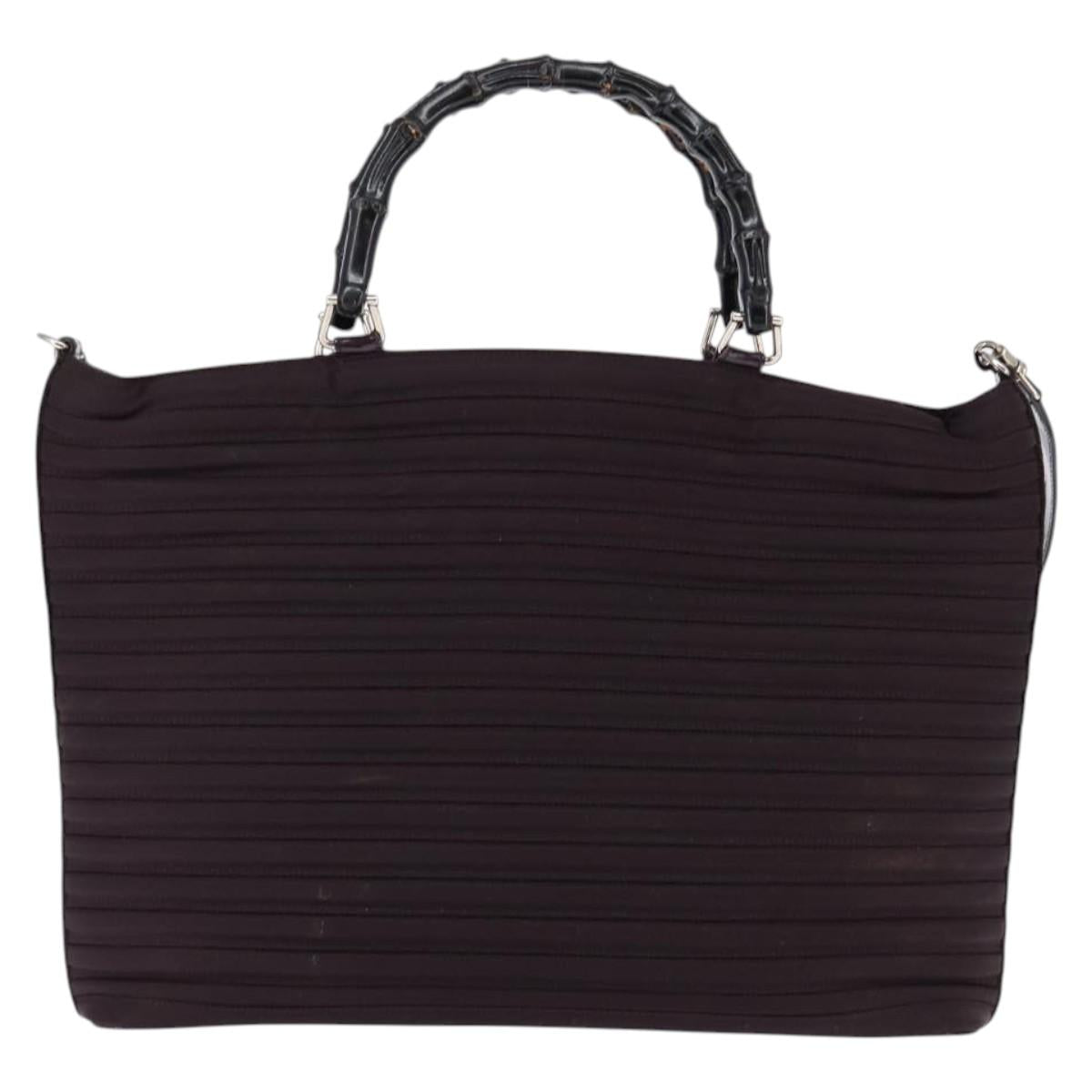 GUCCI Bamboo Hand Bag Nylon 2way Black Silver 002 1998 0352 Auth 145912