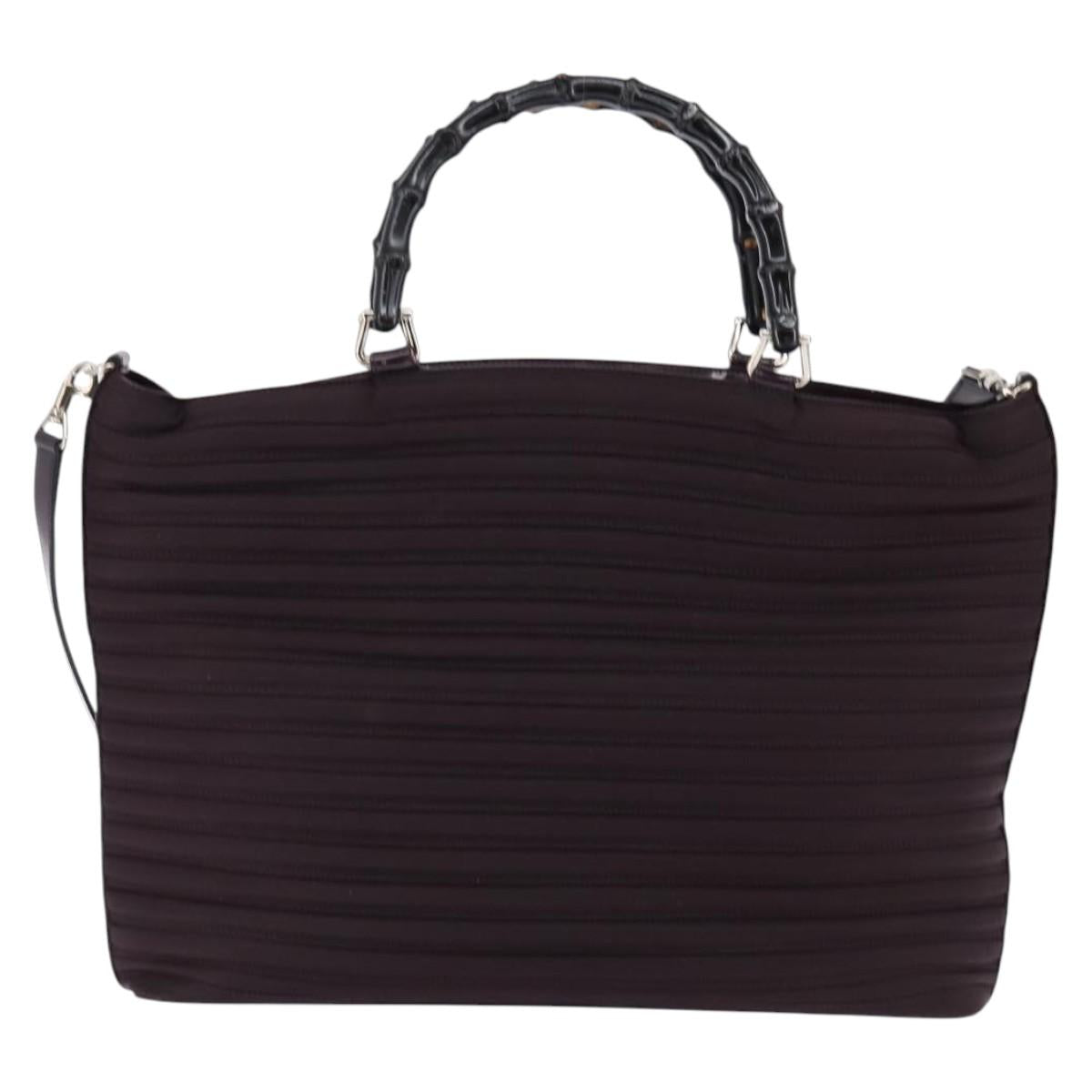 GUCCI Bamboo Hand Bag Nylon 2way Black Silver 002 1998 0352 Auth 145912