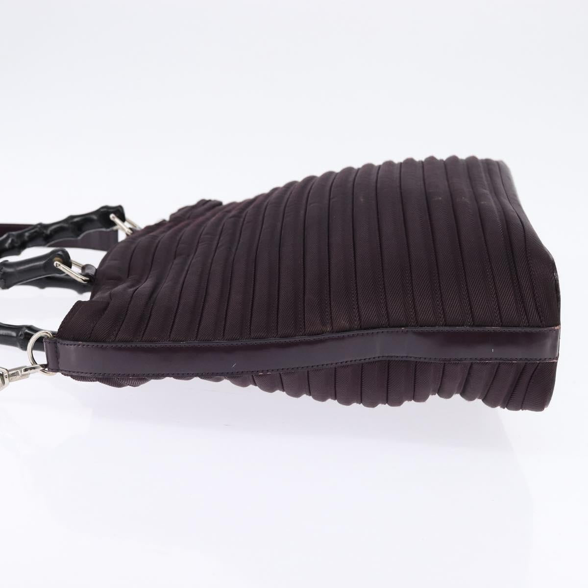 GUCCI Bamboo Hand Bag Nylon 2way Black Silver 002 1998 0352 Auth 145912