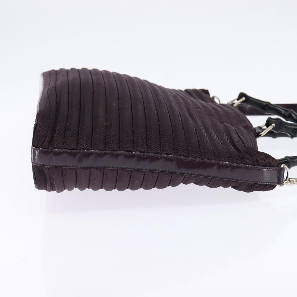 GUCCI Bamboo Hand Bag Nylon 2way Black Silver 002 1998 0352 Auth 145912