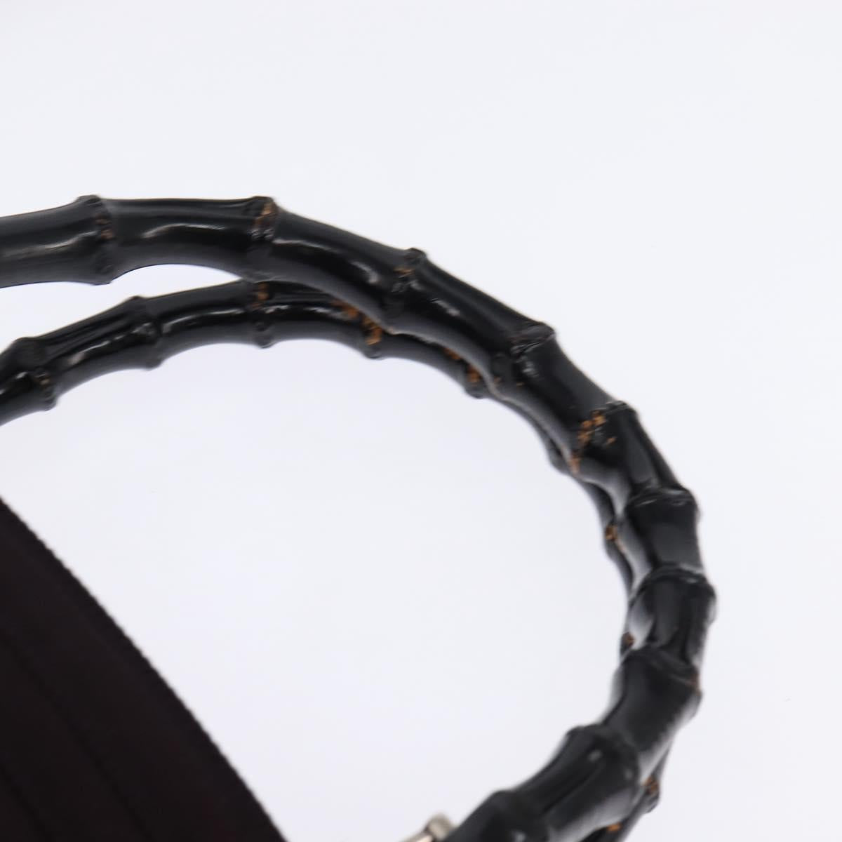 GUCCI Bamboo Hand Bag Nylon 2way Black Silver 002 1998 0352 Auth 145912