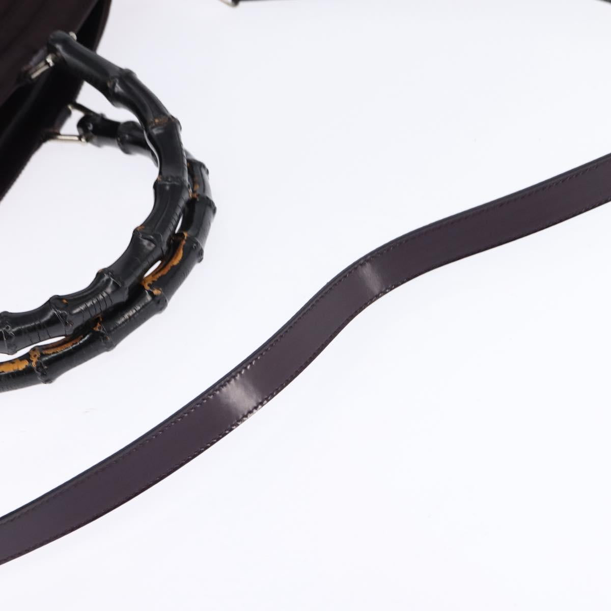GUCCI Bamboo Hand Bag Nylon 2way Black Silver 002 1998 0352 Auth 145912