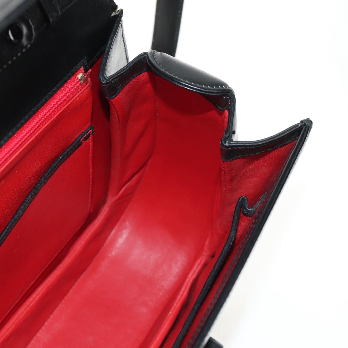 GUCCI Bamboo Hand Bag Leather 2way Black Gold 000 46 0063 Auth 145923A