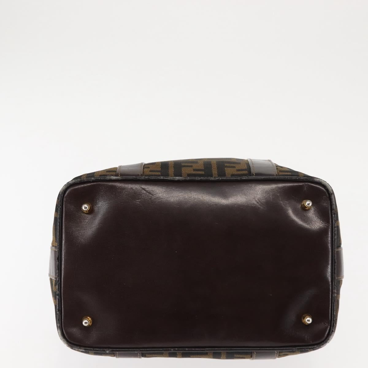 FENDI Zucca Canvas Hand Bag Black Brown gold Auth 145924