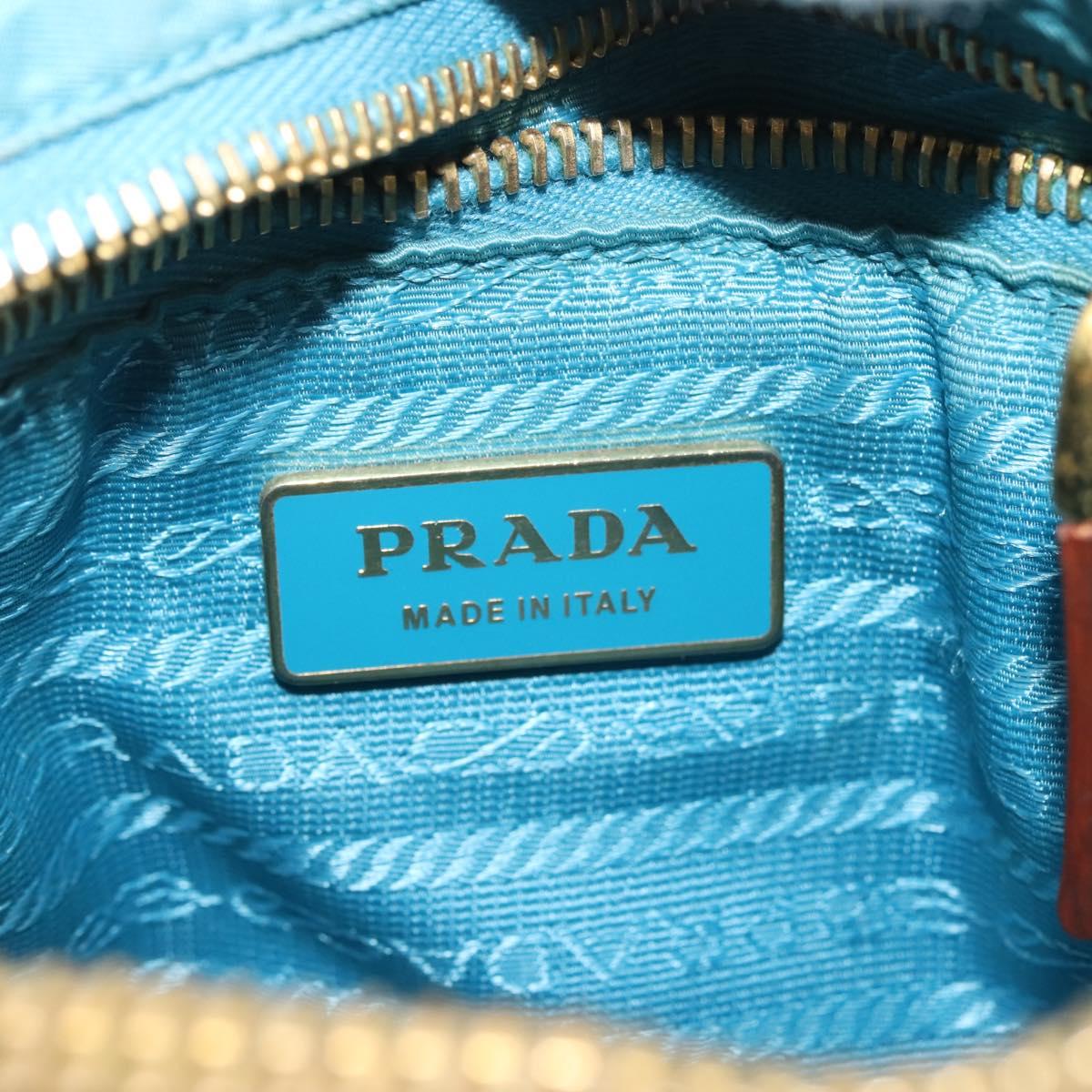 PRADA Venice Hand Bag Nylon Light Blue Gold Auth 145925A