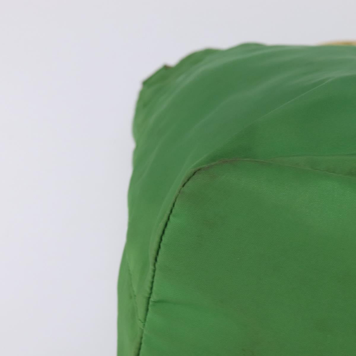 PRADA Hand Bag Nylon Green Gold Auth 145926