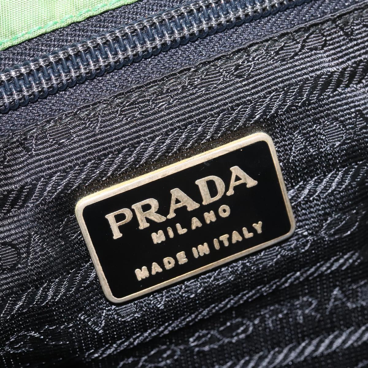 PRADA Hand Bag Nylon Green Gold Auth 145926