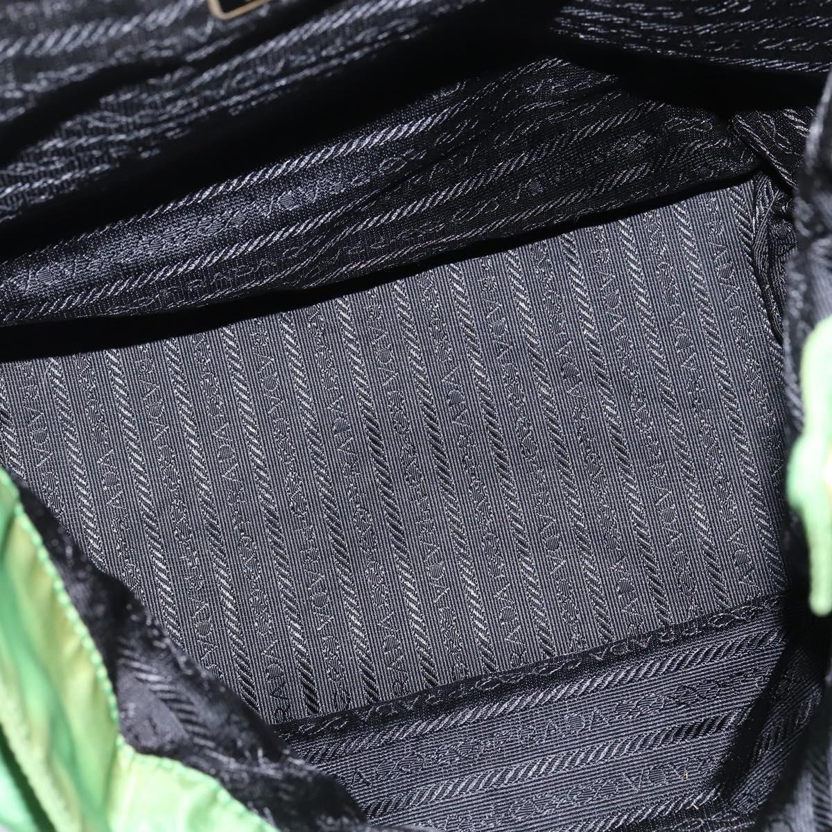 PRADA Hand Bag Nylon Green Gold Auth 145926