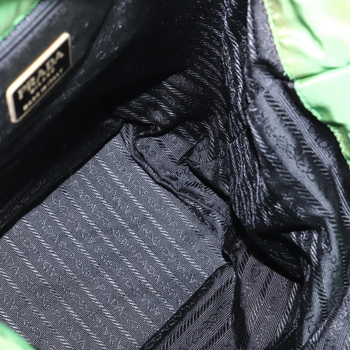 PRADA Hand Bag Nylon Green Gold Auth 145926