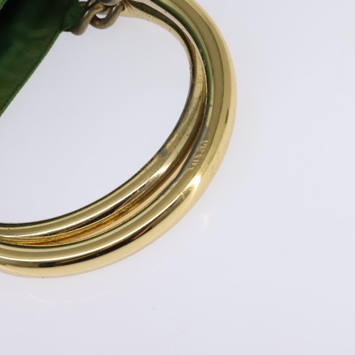 PRADA Hand Bag Nylon Green Gold Auth 145926