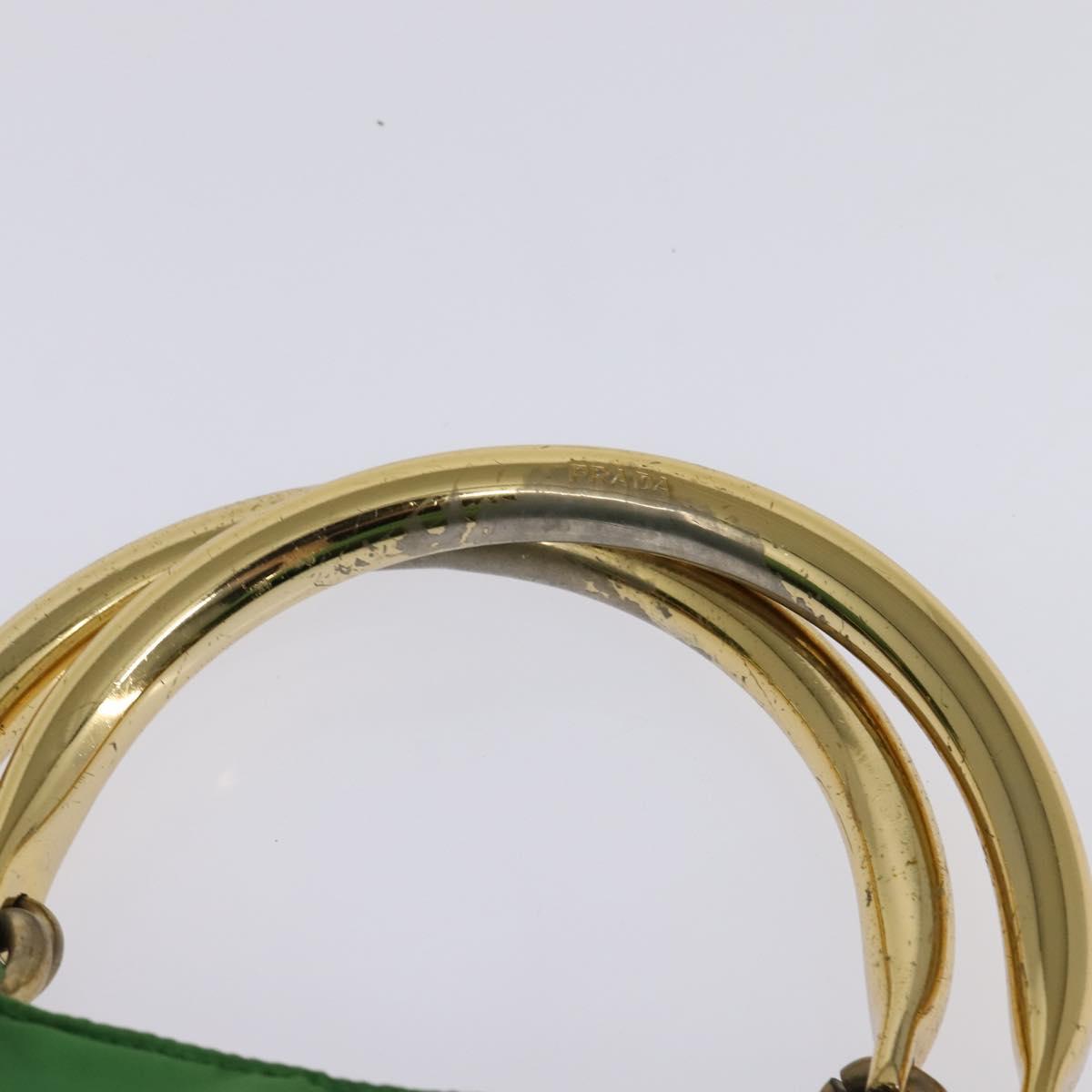 PRADA Hand Bag Nylon Green Gold Auth 145926