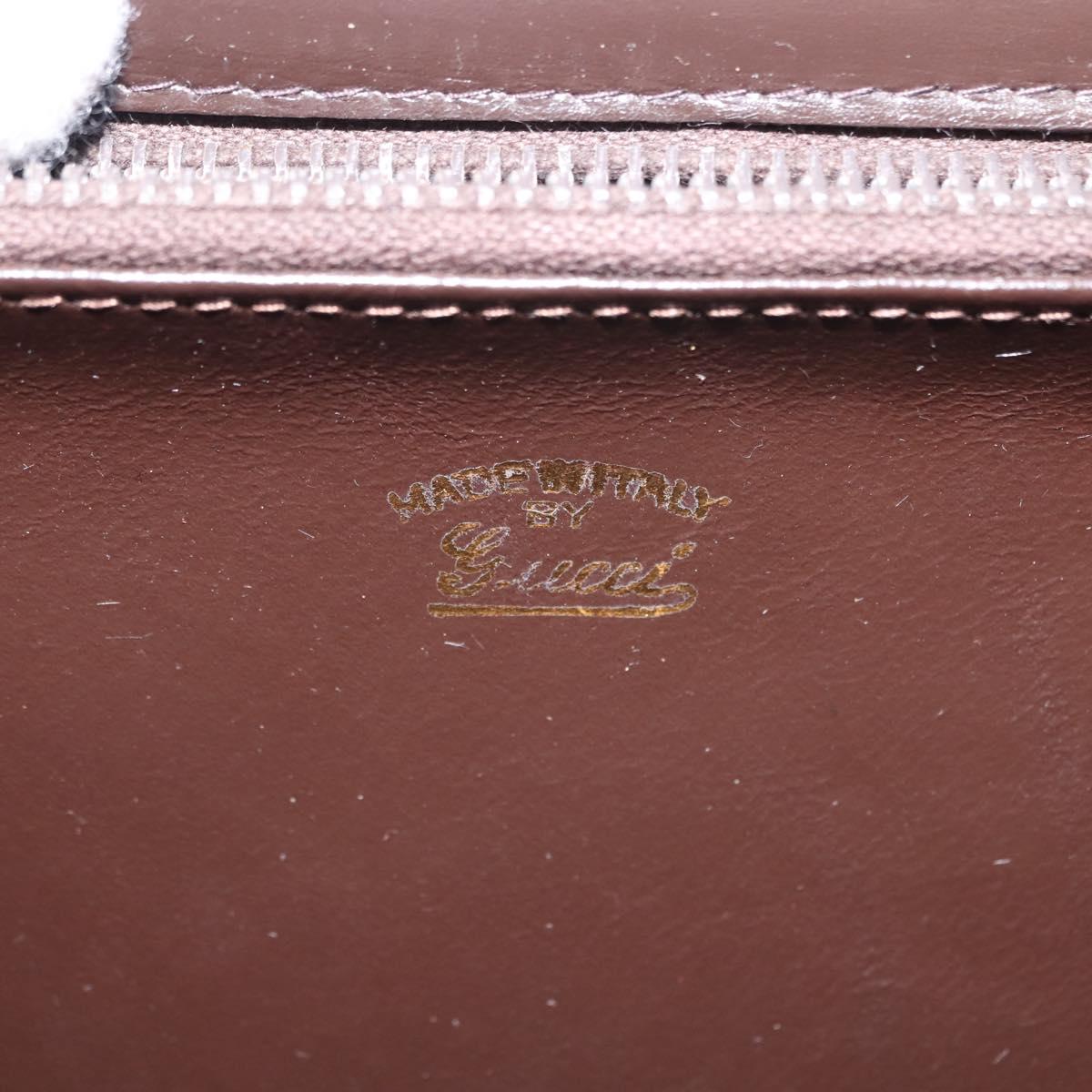 GUCCI Chain Shoulder Bag Leather Brown Gold Auth 145936