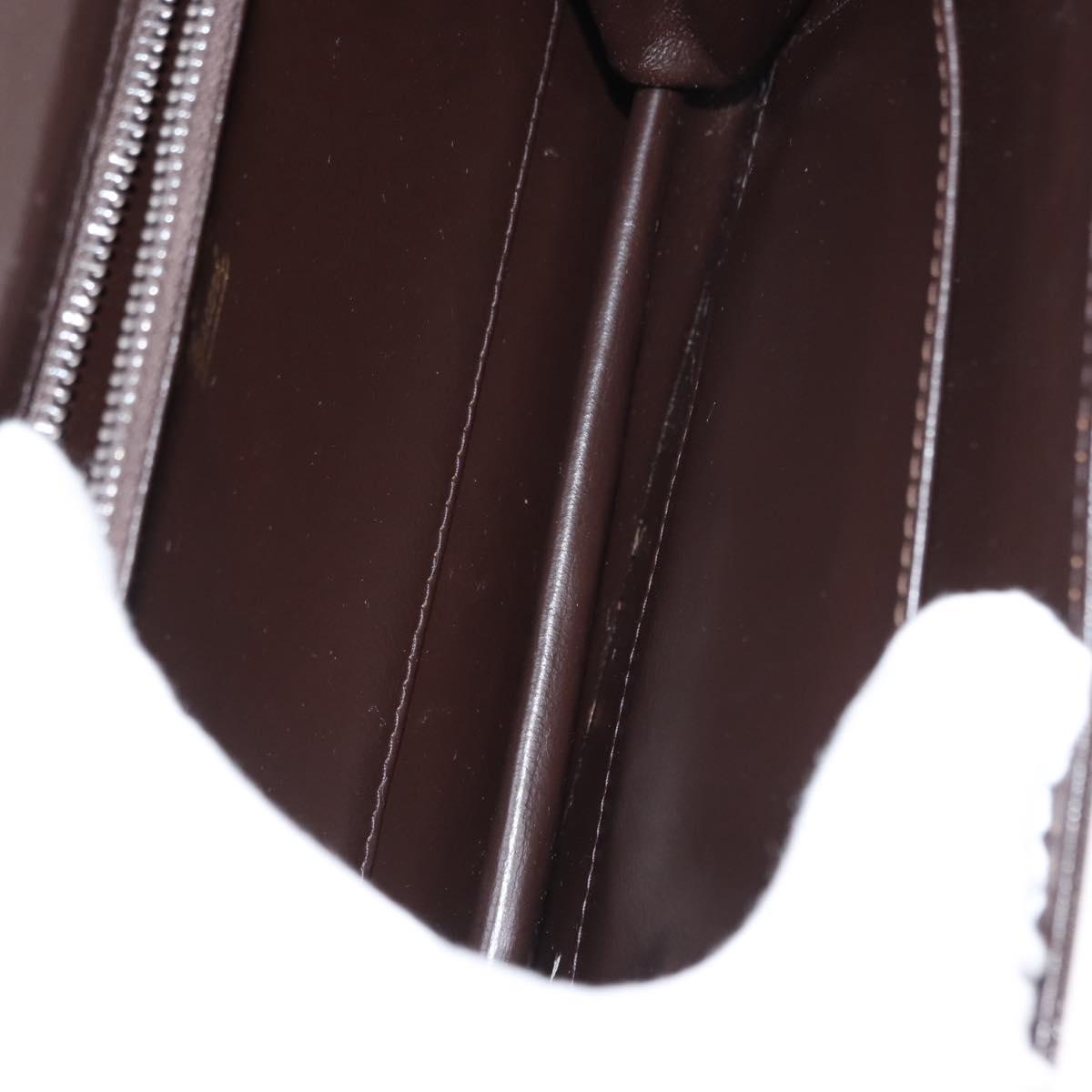 GUCCI Chain Shoulder Bag Leather Brown Gold Auth 145936