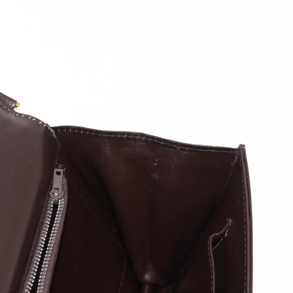 GUCCI Chain Shoulder Bag Leather Brown Gold Auth 145936