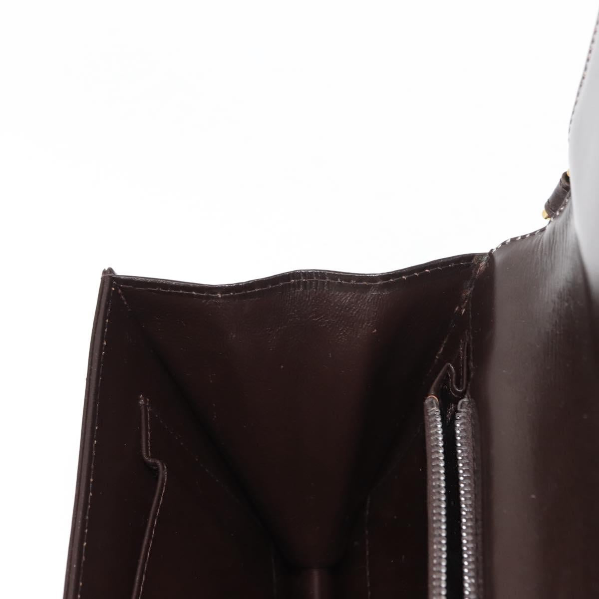 GUCCI Chain Shoulder Bag Leather Brown Gold Auth 145936