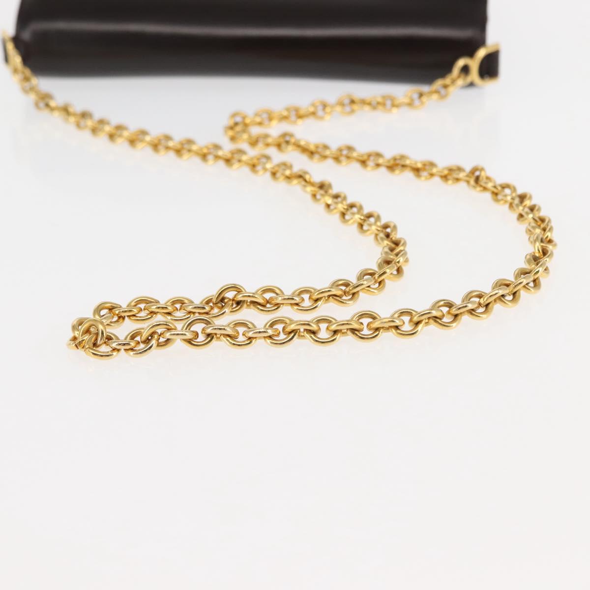 GUCCI Chain Shoulder Bag Leather Brown Gold Auth 145936