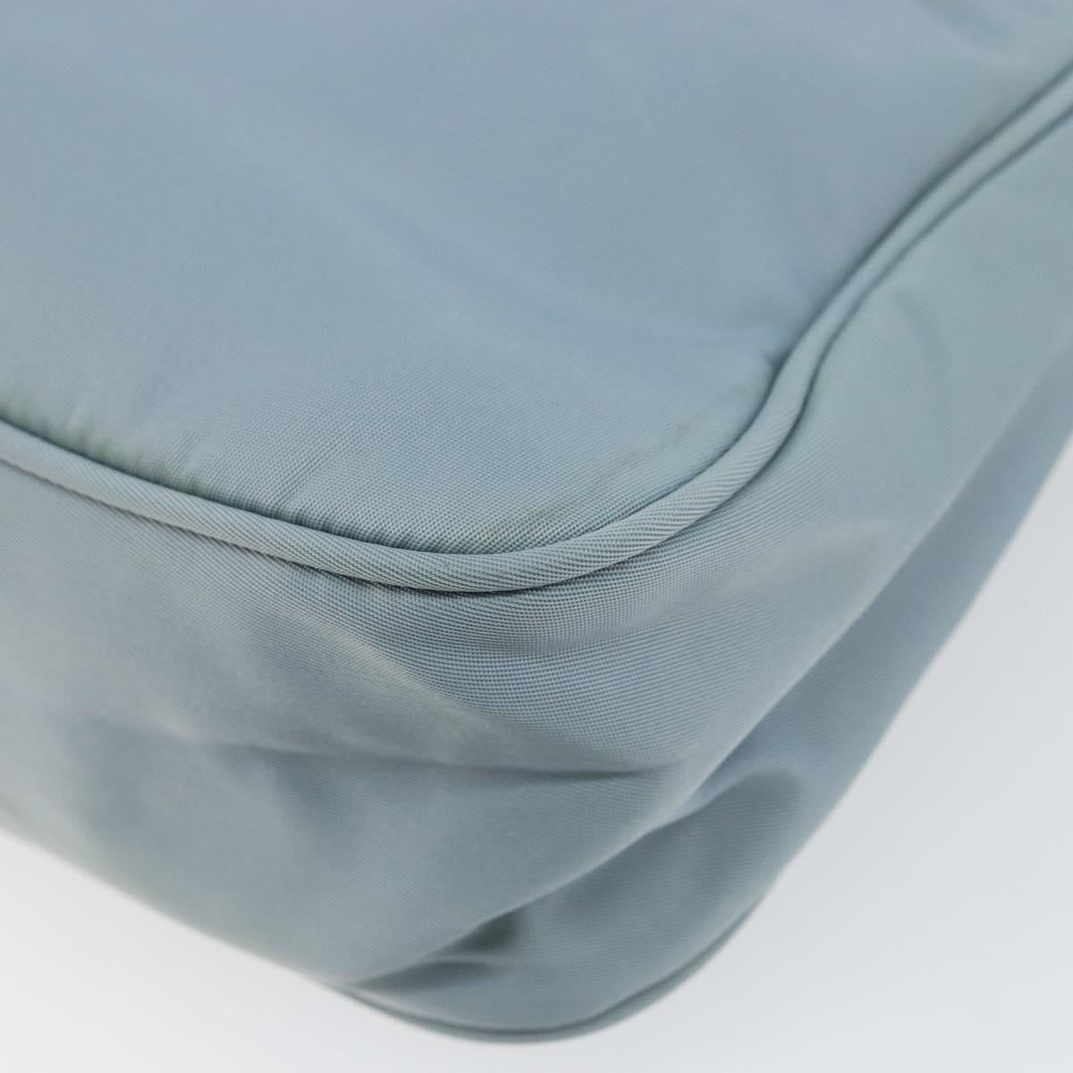 PRADA Hand Bag Nylon Light Blue Silver Auth 145937