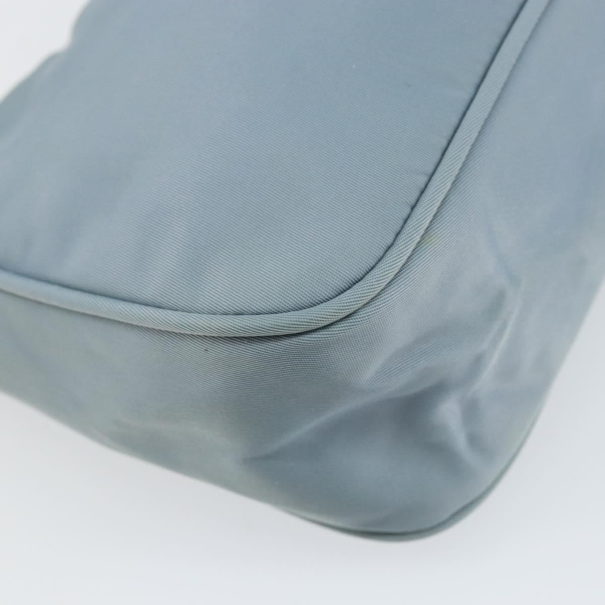 PRADA Hand Bag Nylon Light Blue Silver Auth 145937