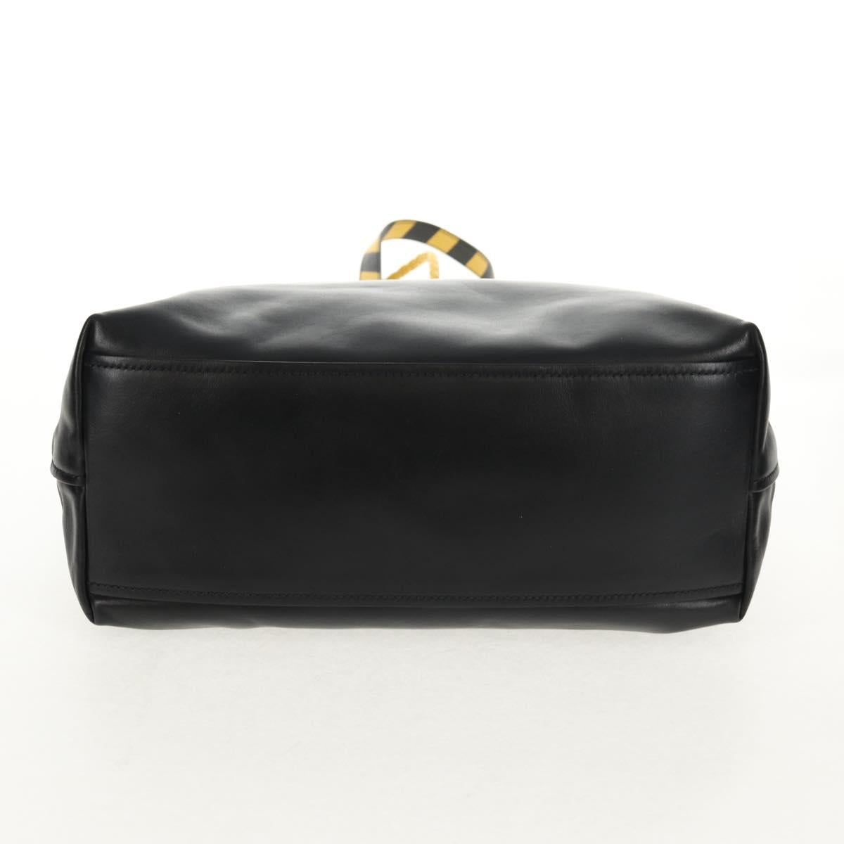 Miu Miu Tote Bag Leather Black Silver Auth 145940V