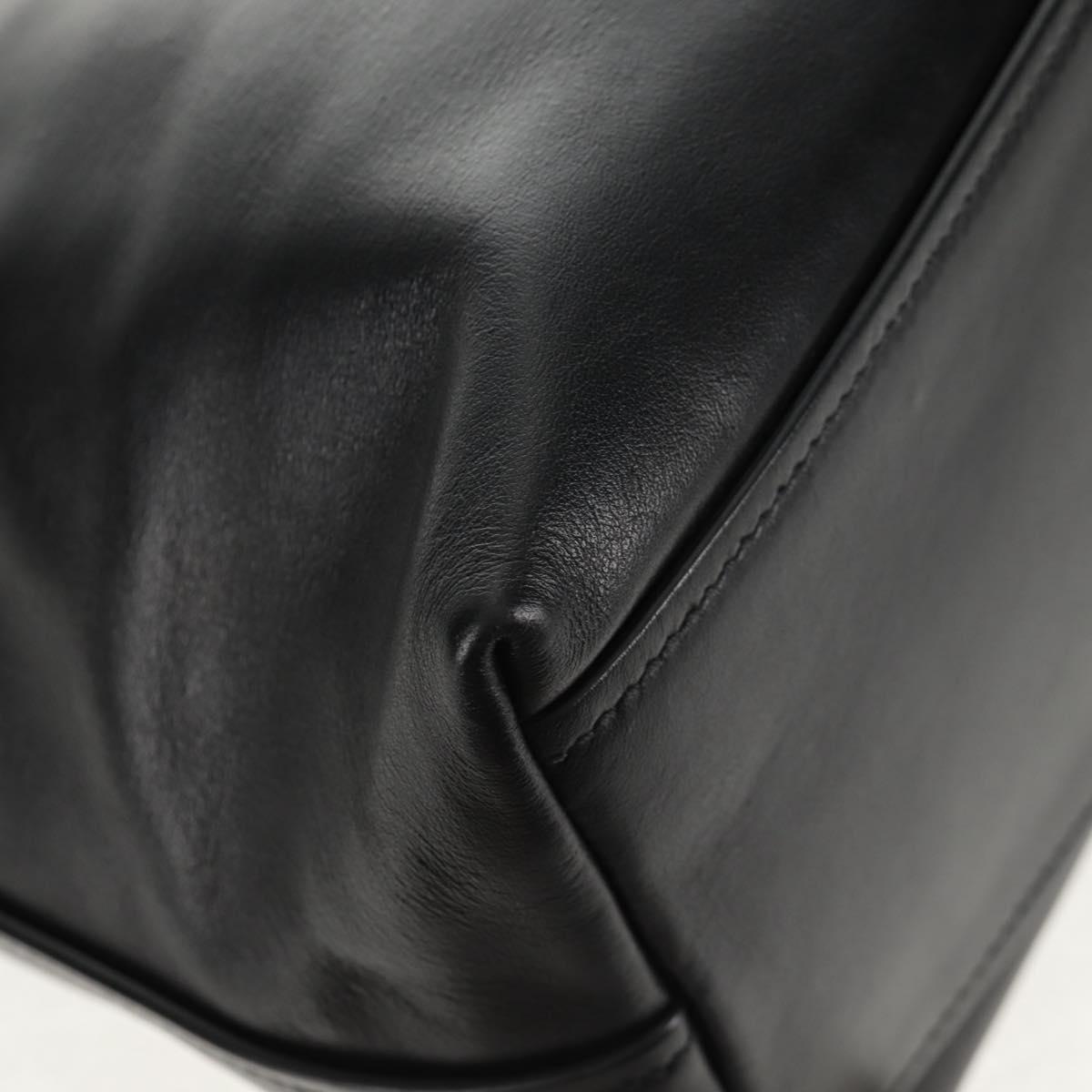 Miu Miu Tote Bag Leather Black Silver Auth 145940V