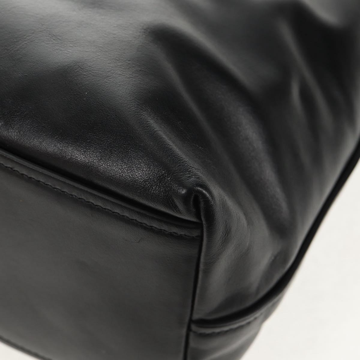 Miu Miu Tote Bag Leather Black Silver Auth 145940V