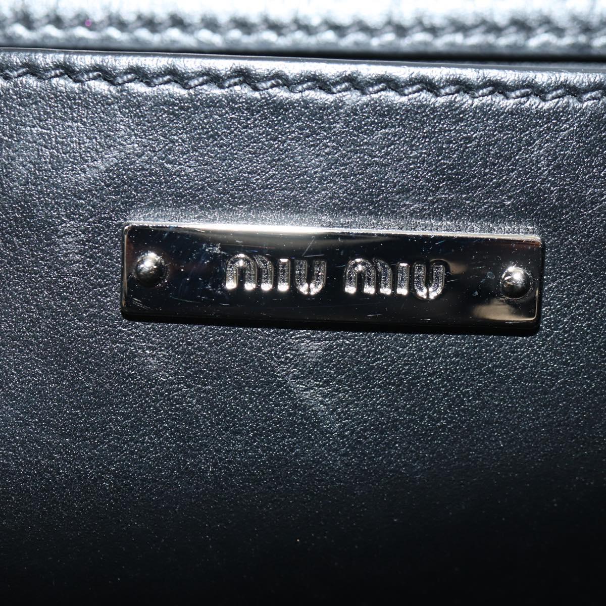 Miu Miu Tote Bag Leather Black Silver Auth 145940V