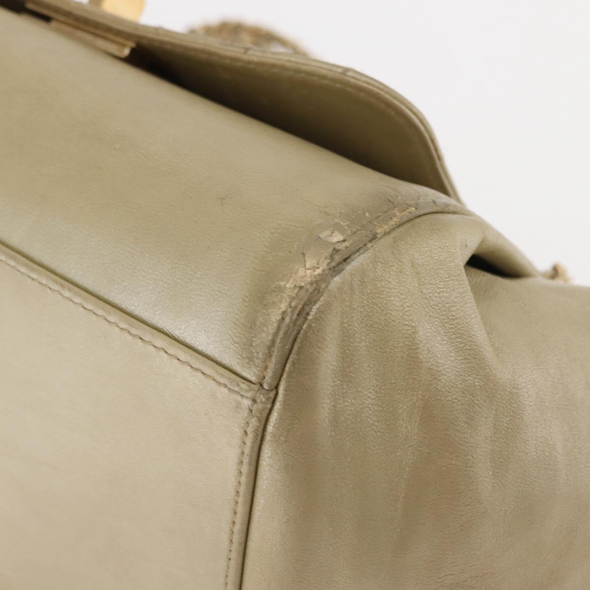 CHANEL Choco Bar Chain Shoulder Bag Leather Gold CC Auth 145942