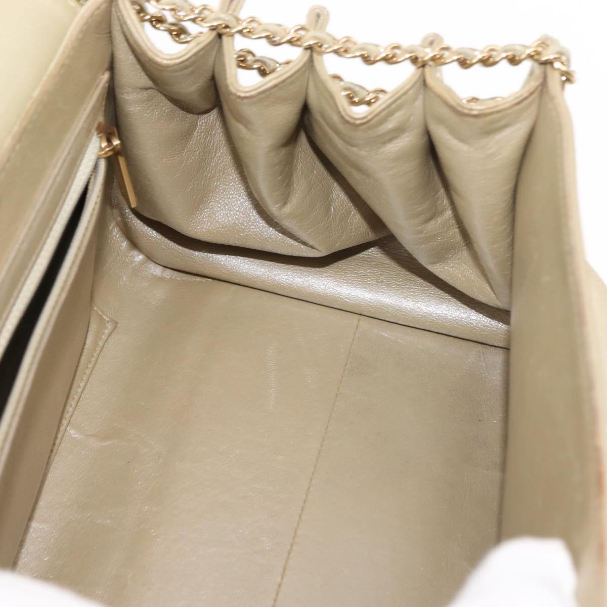 CHANEL Choco Bar Chain Shoulder Bag Leather Gold CC Auth 145942