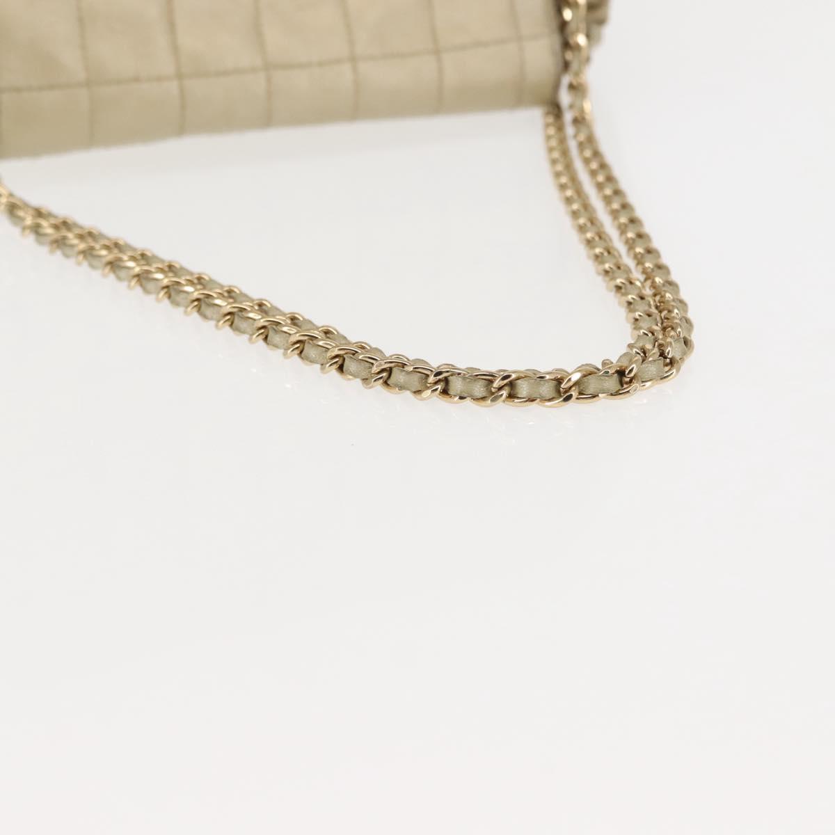 CHANEL Choco Bar Chain Shoulder Bag Leather Gold CC Auth 145942