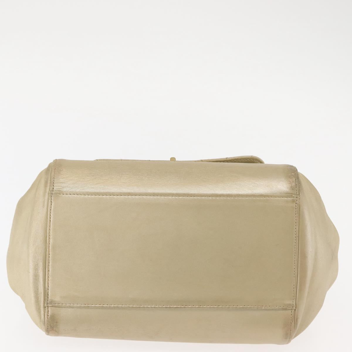 CHANEL Choco Bar Chain Shoulder Bag Leather Gold CC Auth 145942