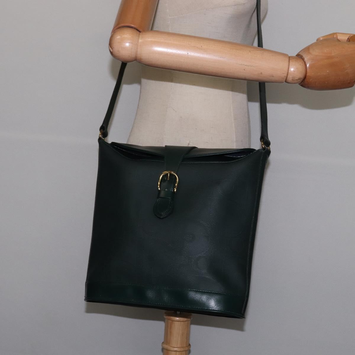 Christian Dior Trotter Canvas Shoulder Bag Green Gold Auth 145943