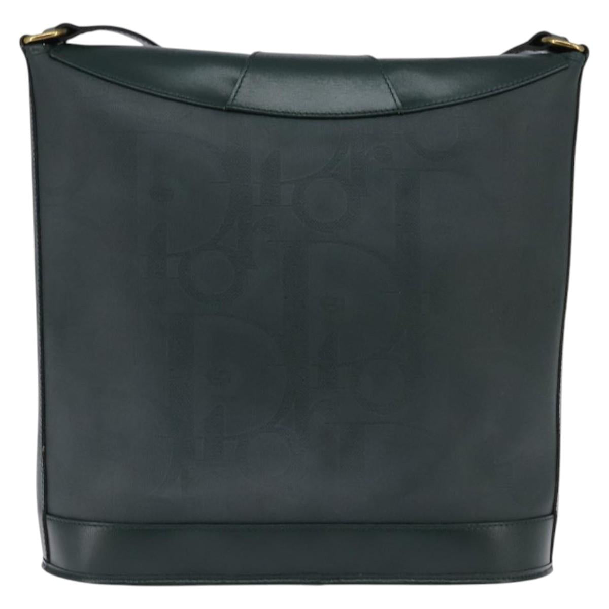 Christian Dior Trotter Canvas Shoulder Bag Green Gold Auth 145943