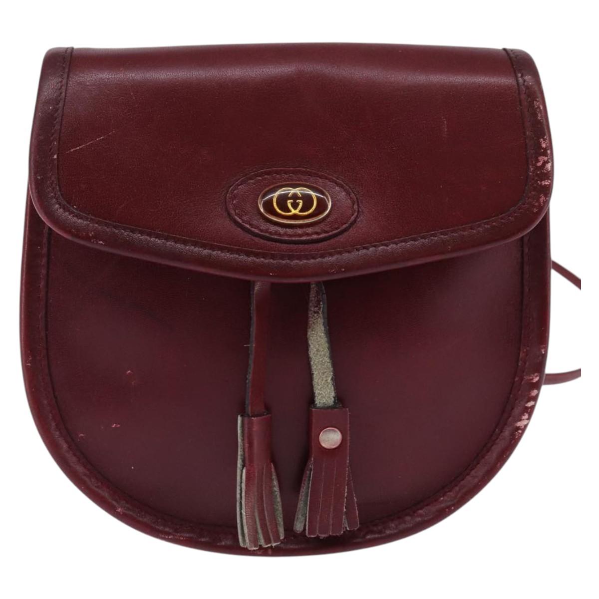 GUCCI Shoulder Bag Leather Red Auth 145949