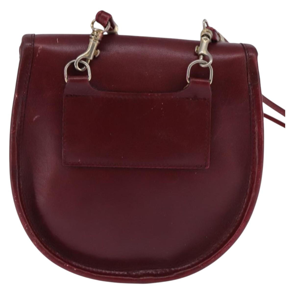GUCCI Shoulder Bag Leather Red Auth 145949