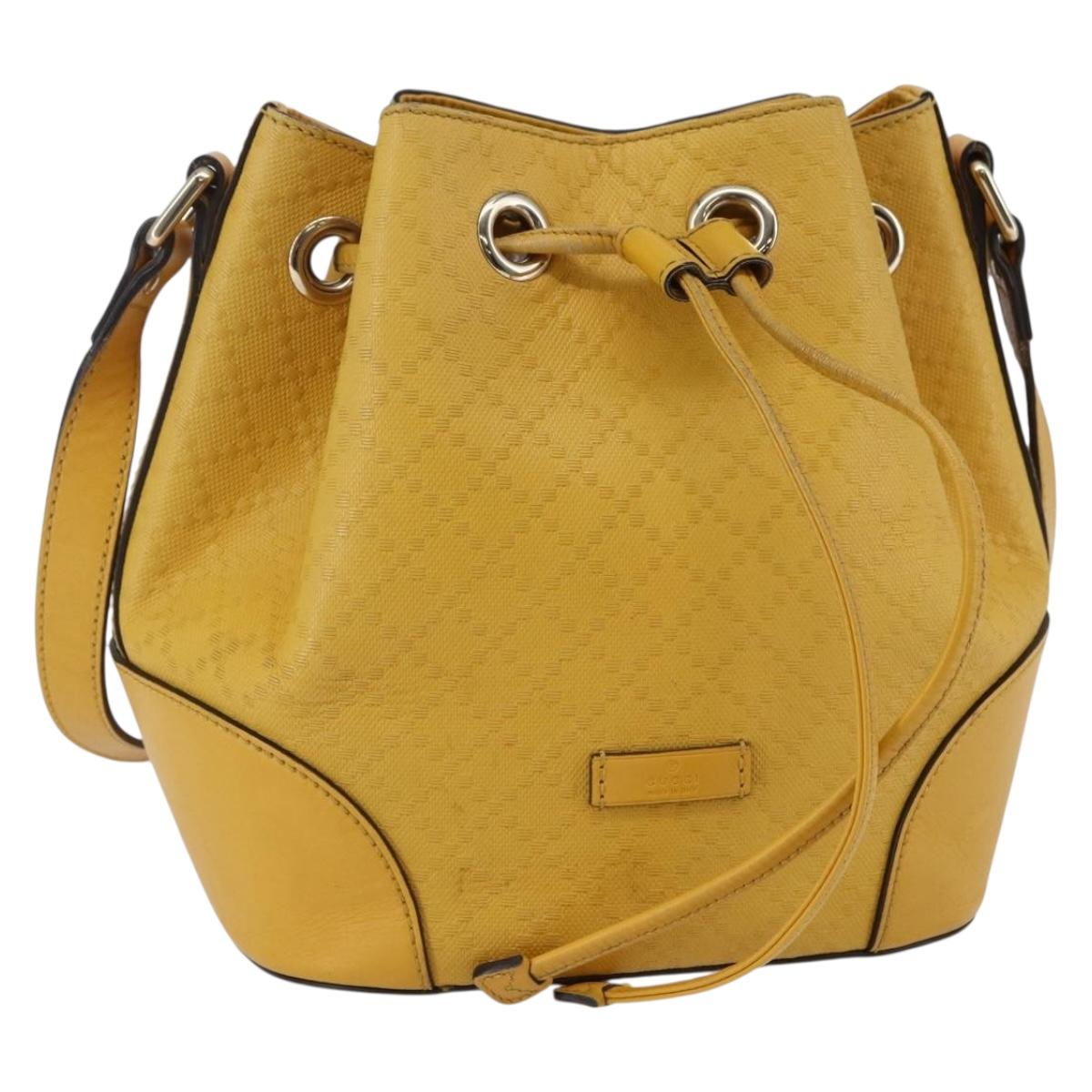 GUCCI Diamante Shoulder Bag Leather Yellow Gold 354229 Auth 145951
