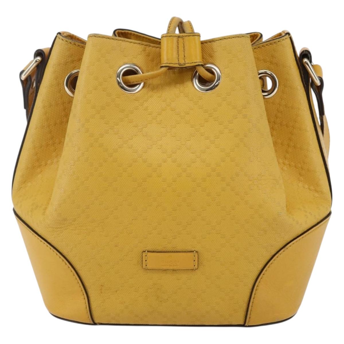 GUCCI Diamante Shoulder Bag Leather Yellow Gold 354229 Auth 145951