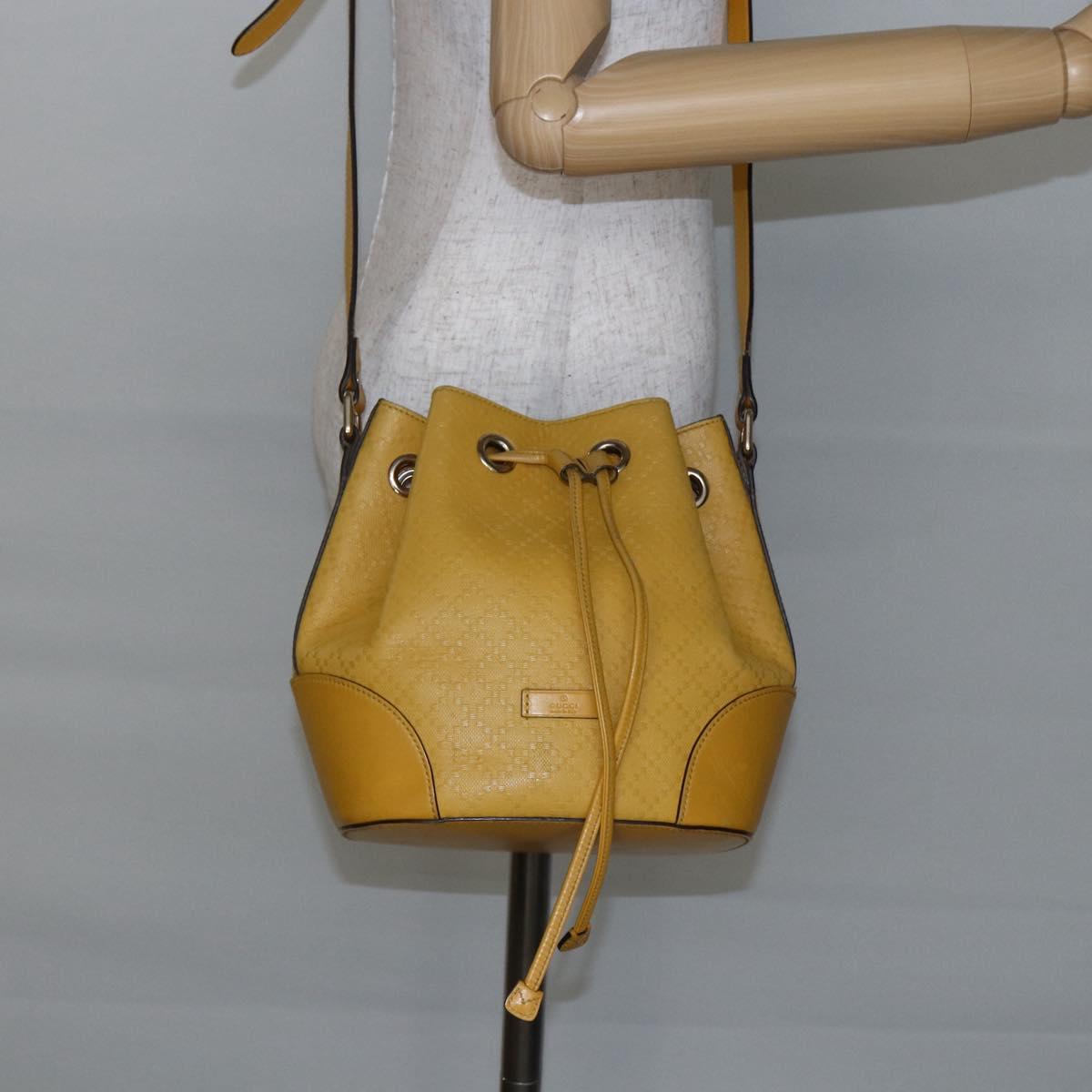 GUCCI Diamante Shoulder Bag Leather Yellow Gold 354229 Auth 145951