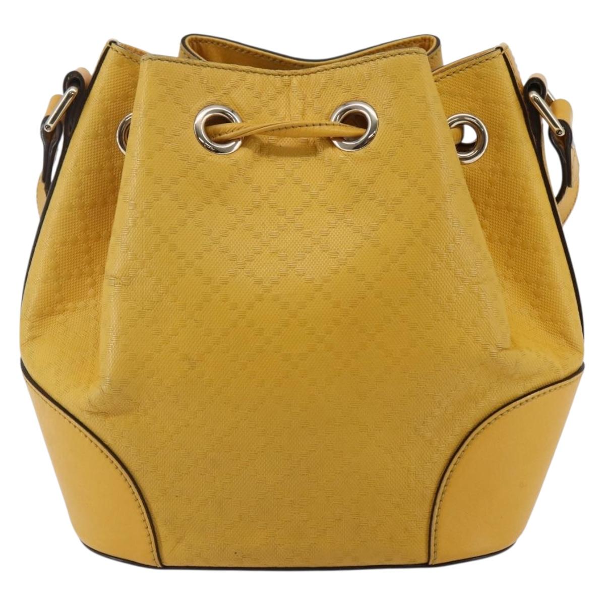 GUCCI Diamante Shoulder Bag Leather Yellow Gold 354229 Auth 145951