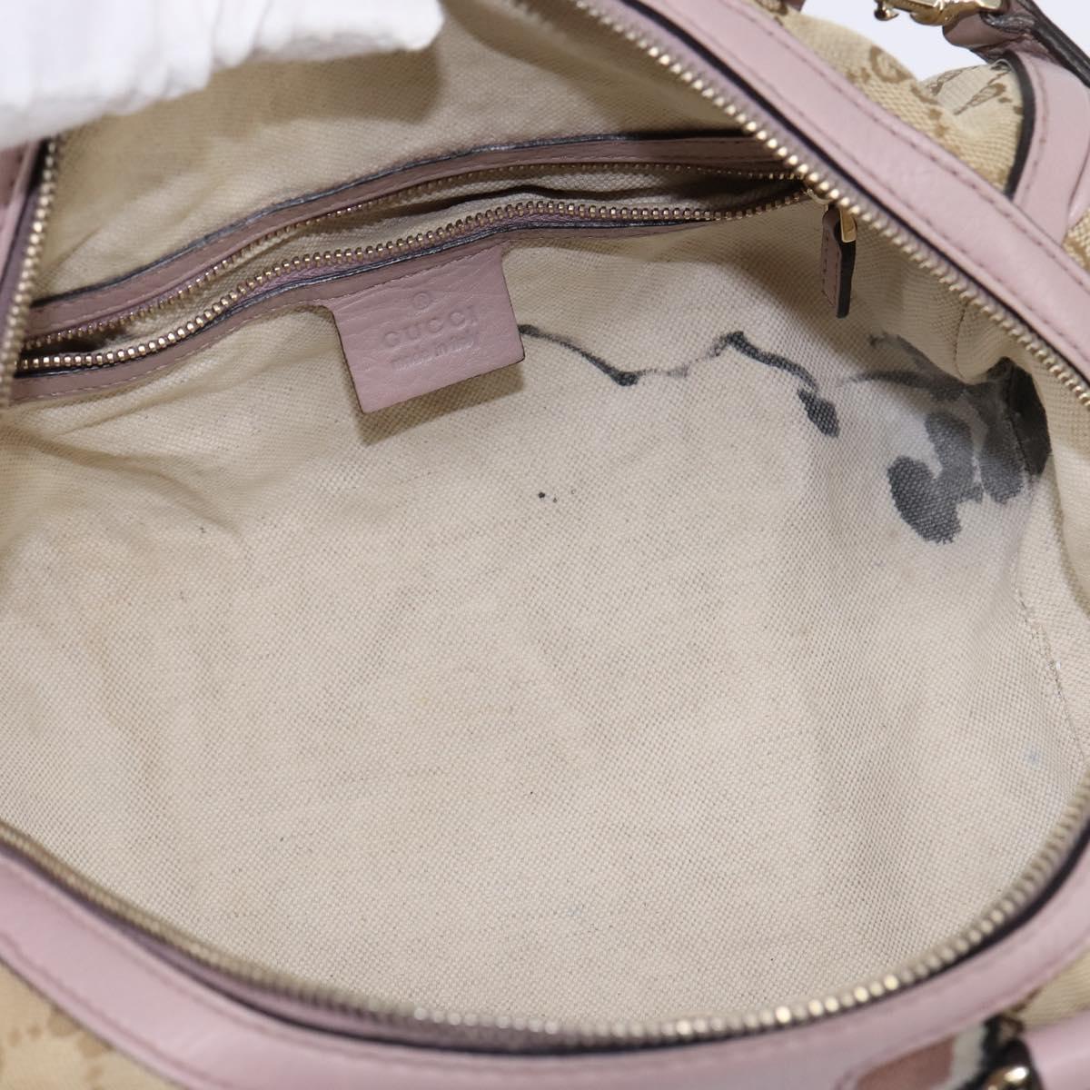 GUCCI GG Canvas Boston Bag 2way Beige Gold 269876 Auth 145953